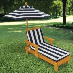 KidKraft Outdoor Chaise With Umbrella - Navy 105