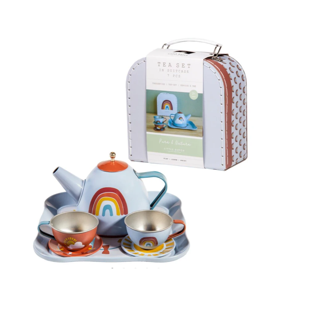 Little Dutch Tea Set In Basket Rainbow 2 Little Dutch Tea Set In Basket Rainbow - Image 2