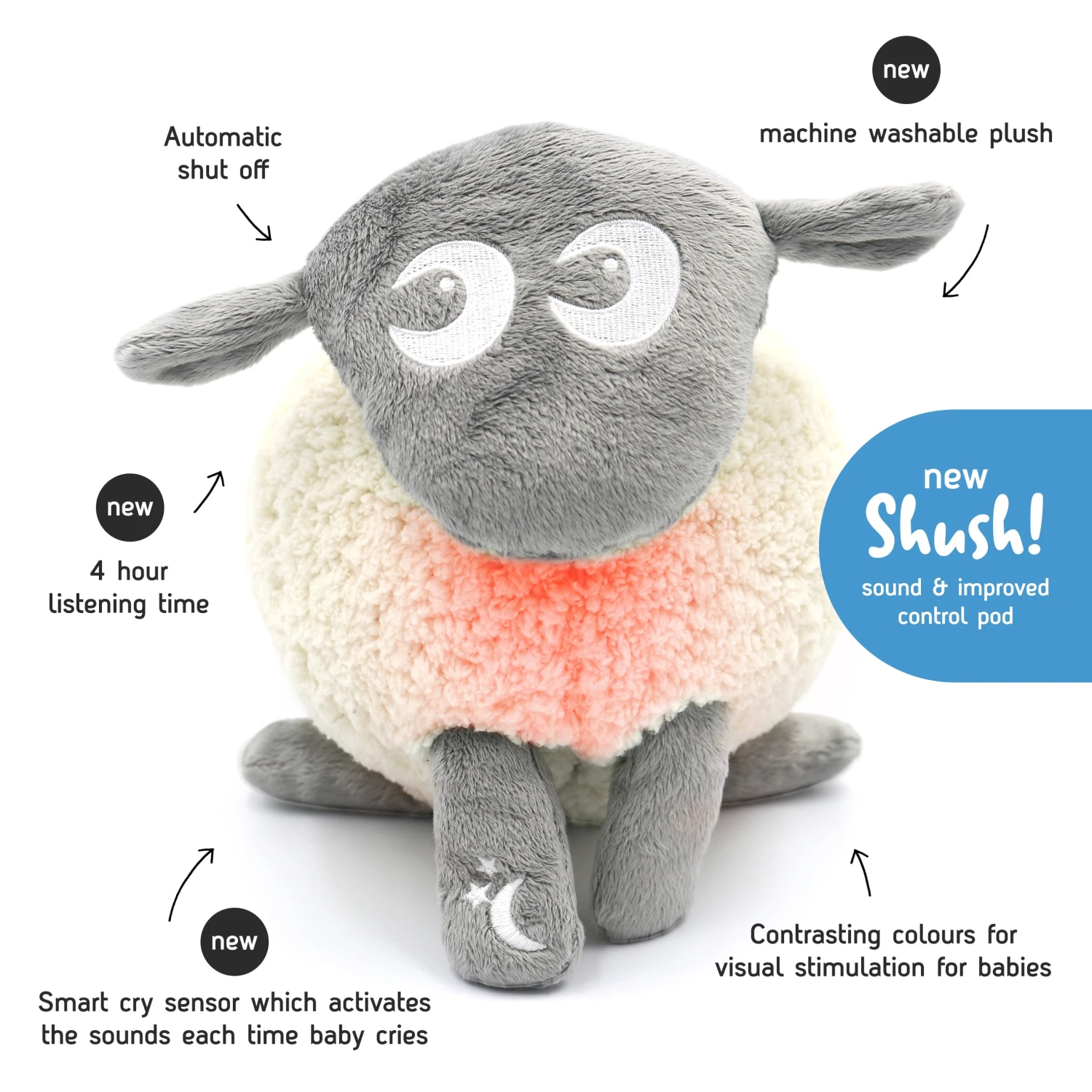 Ewan Deluxe - Baby Shushing Sleep Sheep Grey 3 Ewan Deluxe - Baby Shushing Sleep Sheep Grey - Image 3