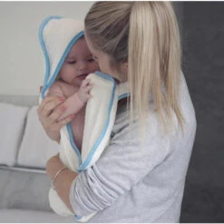 Cuddledry 'Hands-free' Baby Towel Blue Edge -Stokke Store IMG 1294 lower res 1024x1024 2x 079484d9 7238 49e9 b54a 49fe4a50bced