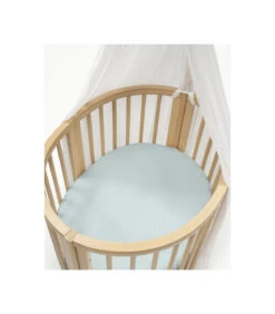 Stokke® Sleepi™ Mini Fitted Sheet V3 Dots Sage -Stokke Store SleepiMini Natural FtSh DotsSage Canopy 5278 TopView eCom