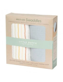 Little Dutch Swaddles 70 X 70 Sunny Stripes/Pure Soft Blue -Stokke Store muselinas vintage sunny puro azul