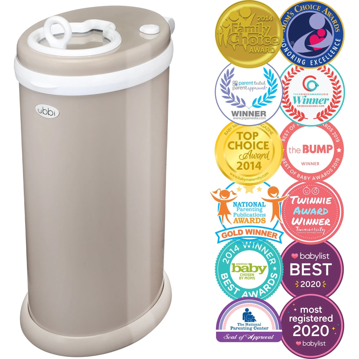 Ubbi® Diaper Pail - Taupe 1 Ubbi® Diaper Pail - Taupe